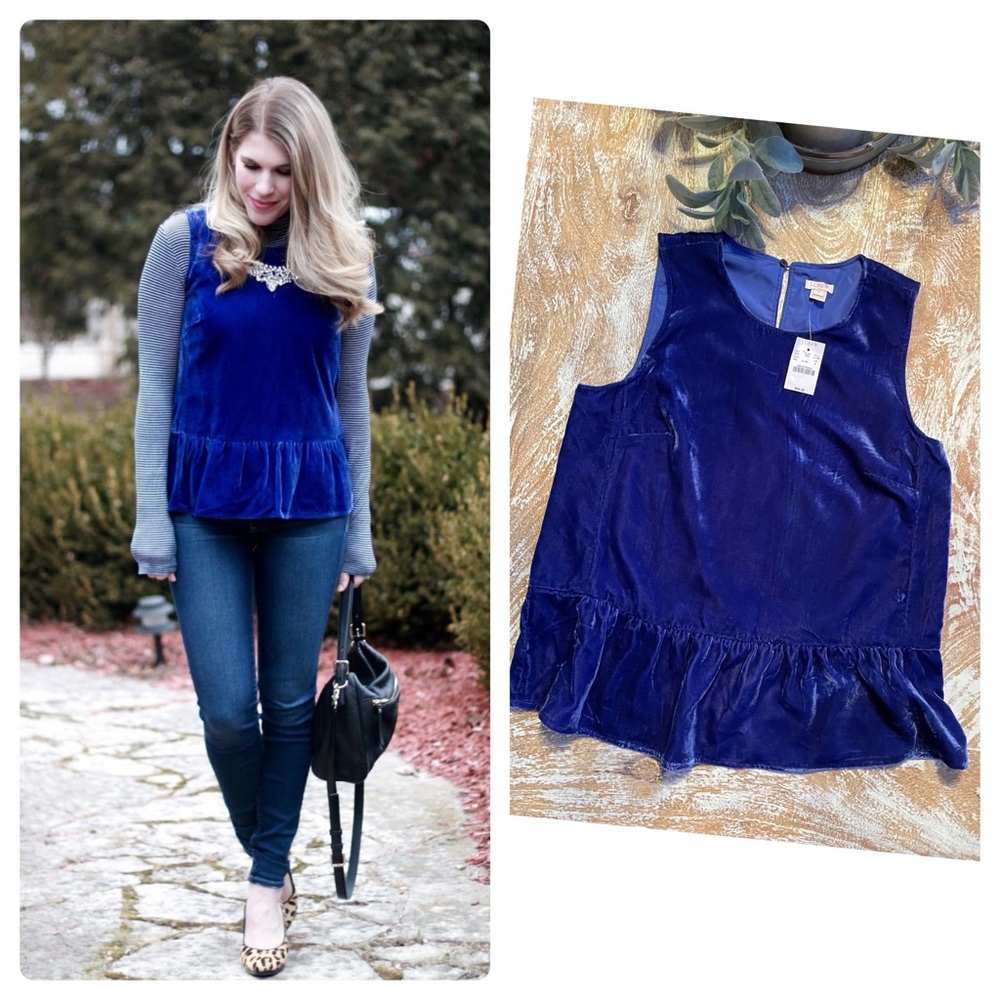 J. Crew Peplum Velvet Top